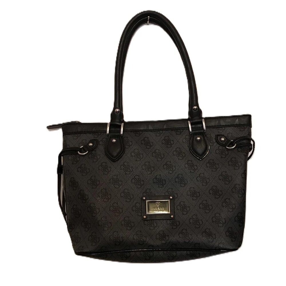 GUESS Scandal Black Medium Accented Tote Bag Handbag Purse
